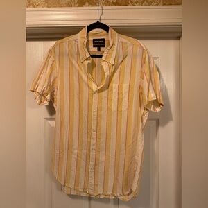 Bonobos Men's Casual Yellow and Pink Striped Shirt Slim Fit